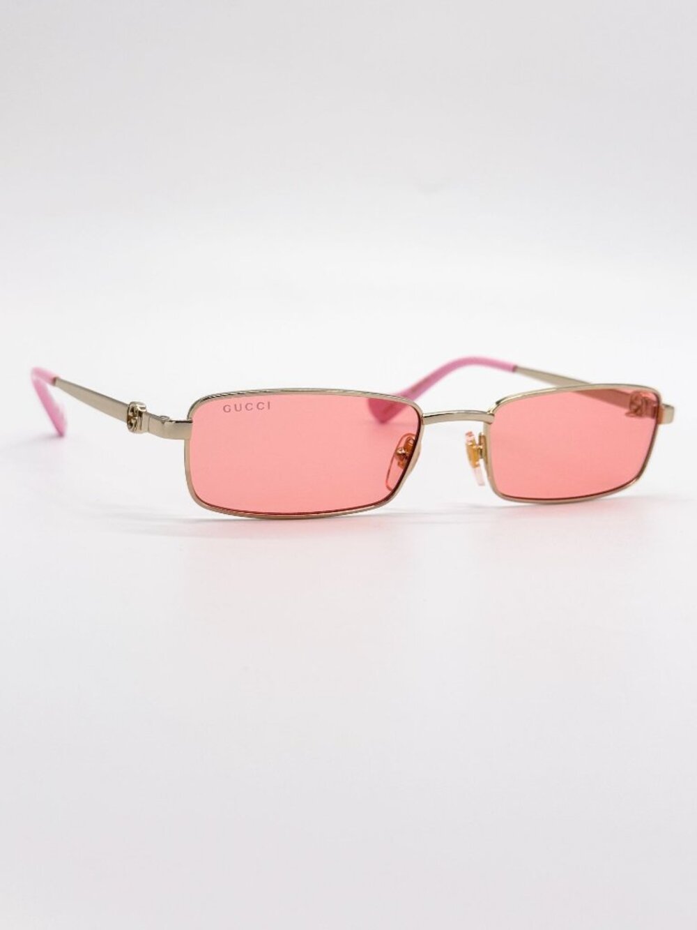 NEW GUCCI SUNGLASSES GG1600S 004 GOLD/PINK WOMEN WITH CHAIN - Picture 7 of 12